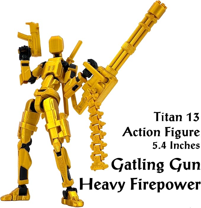 【Assembled】 T13 Action Figure Set, Giant Sword Titan 13 Robot Action Figure 3D Printed robo 13 Action Fidget Toys Dummy Figure Articulated, T13 for Collectors Desktop Decorations (Red-Black)