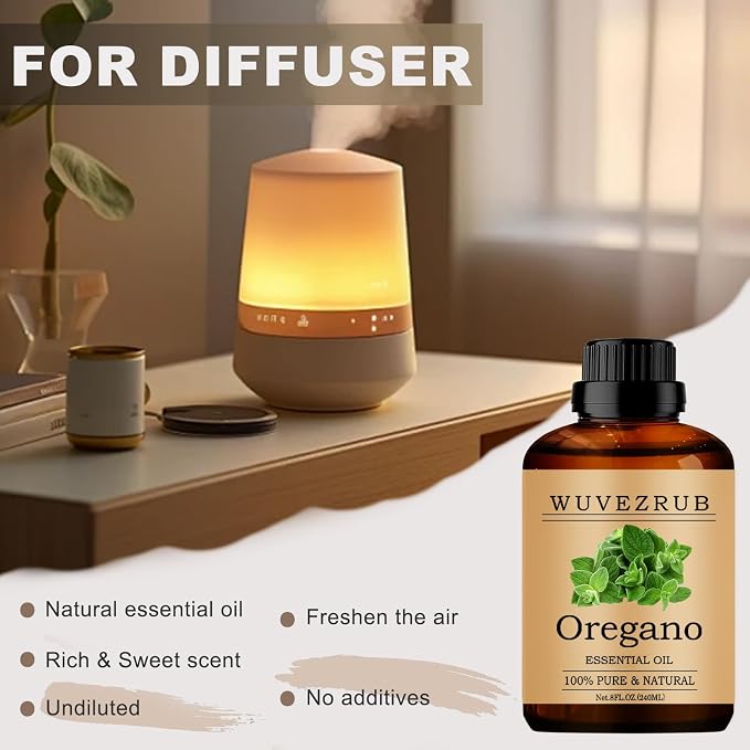 Oregano Essential Oils 240ML, 100% Pure and Natural Essential Oil for Aromatherapy Diffuser - 8 Fl Oz/Oregano