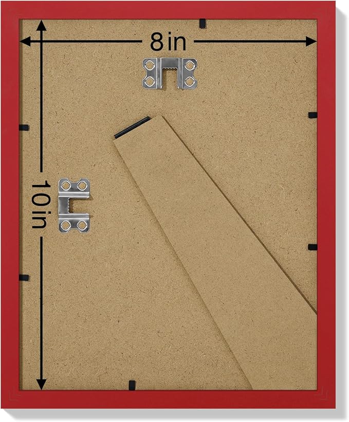 Vittanly 8x10 Picture Frames Set of 9 for Wall or Tabletop Display, Red | Display Pictures 5x7 with Mat or 8x10 without Mat, Small Photo Frames, Engineered Wood with Shatter Resistant Plexiglass
