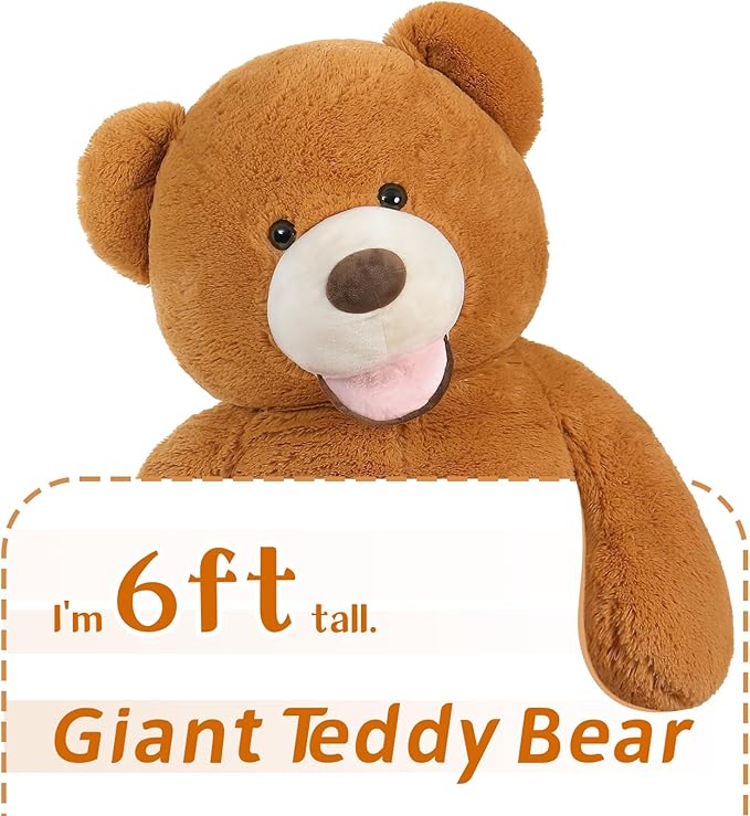 MaoGoLan Giant Teddy 6 Feet Tall, Valentines Gift - Adorable Human Size Bear Plush for Girlfriend, Boyfriend, Wife, Long Distance