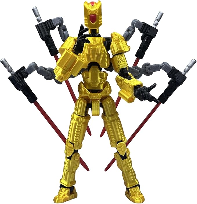 Assembly Completed T13 Action Figure,3D Printed Multi-Jointed Movable, Nova 13 Action Figures Desktop Decorations for Game Lovers Toy (Yellow)