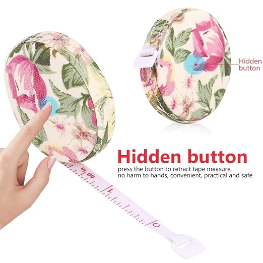Haofy 150cm 60in Retractable Tape Measure for Body Fitness Measuring Chest Waist Hip Thigh Arm Shank Suitable for Adults Children Workout Tracking (Garden Rose No. 2)