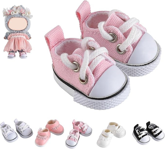 New Version Doll Shoes, 1 Pair Premium Pink Canvas Shoes, Perfect Match for bubu Clothes, Shoes for 15&17cm Doll Accessories