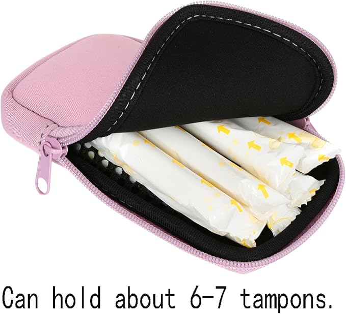 Tampon Storage Bag, Neoprene Tampon Organizer Case with Zipper Small Pouch for Feminine Products Portable Period Bags for Women,Ladies (Light Purple)