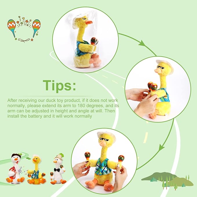 LUKETURE Dancing Toy,Dancing Cactus, Dancing Duck, Interactive Toy for Kids,Toddlers,Children Having Fun (Yellow-3)