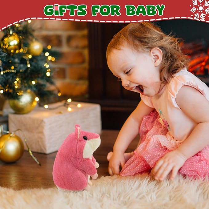 Talking Hamster - Stuffed Animals Toy for Girls 2 3 4 5 6 Year Old, Repeats What You Say - Toddler Interactive Plush Toys, Birthday Gifts for Girls 2 Years and Up