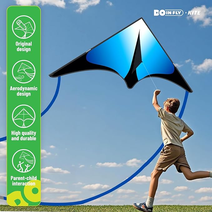 Delta Kite for Kids & Adults, Extremely Easy to Fly Kite, Suitable for Family outings, Outdoor Games and activitie