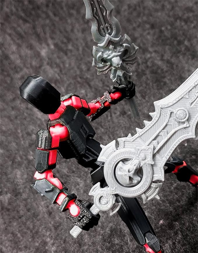 T13 (Assembly Completed) 3D Printed Action Figure,Dummy 13 Robot Action Figure, T13 Collectible Action Figure Articulated, for Collectors Desktop Decorations, muñeco de acción (Black Red)