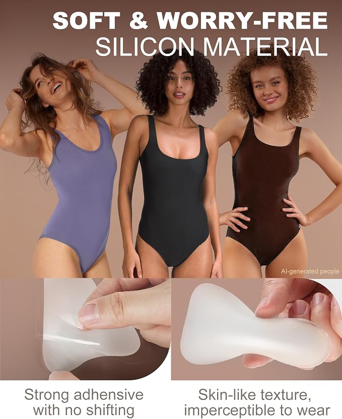 CICKEE Camel Toe Concealer Reusable - Silicone Camel Toe Prevention Underwear for Women Cameltoe Hider Cover Insert Pad Guard Stopper for Yoga Swimsuit Leggings Activewear Bikini - 4 Pack Transparent