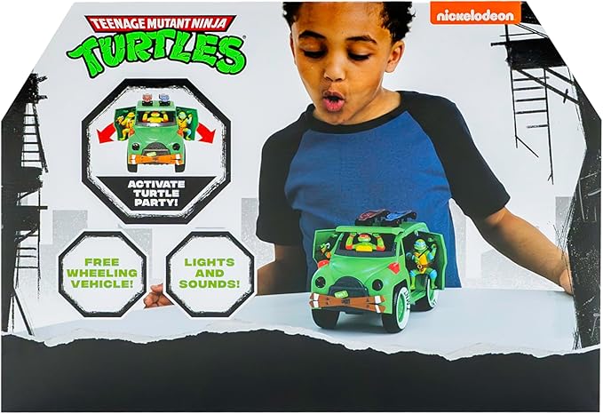 Teenage Mutant Ninja Turtles, Turtle Party Cruiser w/Lights and Sounds, Vintage Styling, Interactive Play, Ages 3+