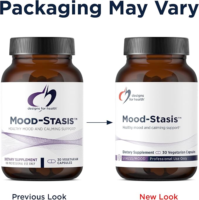 Designs for Health Mood-Stasis - Fast-Acting Ingredients for Stress & Calm Mood Support with Vitamin B12, Methylated Folate, and Saffron + Sceletium Botanicals - Gluten Free, Vegan (30 Capsules)