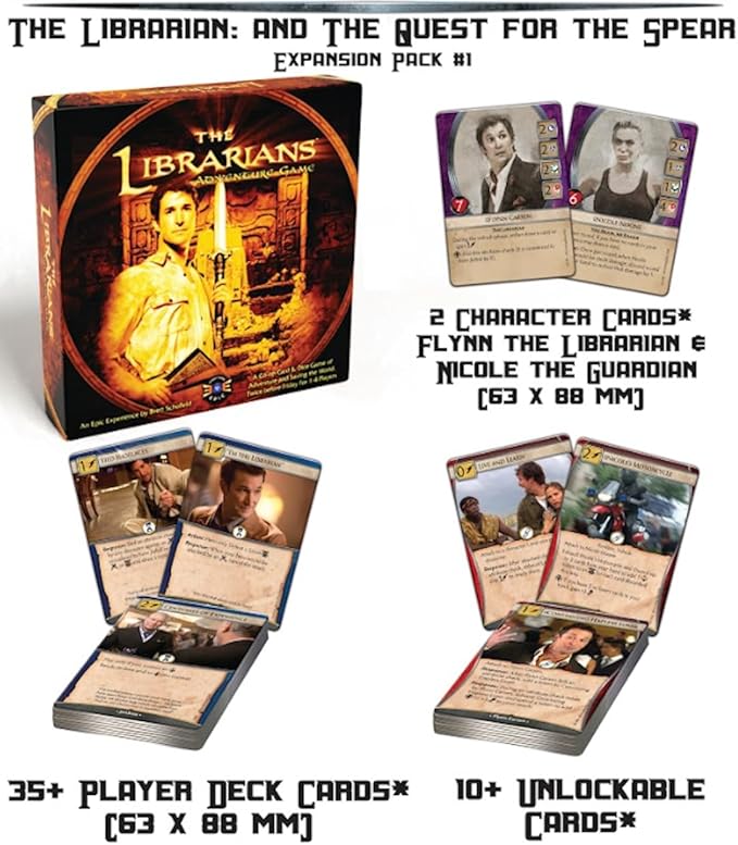 The Librarians Adventure Game | Co-op or Solo Board Game for 1-4 Players | Based on Hit TV Series & Movies | Strategy Game (Adventure Card Game and The Quest for The Spear (Expansion 1))