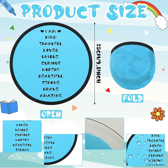 Vercraft 24 Pieces End of Year Gift Inspirational Flying Disc Fans Set Motivational Beach Fun Foldable Hand Fan with Bag for Students Summer Birthday Outdoor Activity Game School Prizes Party, 8 Color