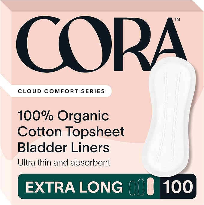 Cora 100% Organic Cotton Topsheet Bladder Liners (100 Extra Long Bladder Liners)