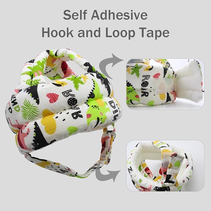Baby Head Protector Baby Helmet for Crawling Walking, No Bumps Safety Head Adjustable Protective Cap for Walking, Playing (Dinosaur C)