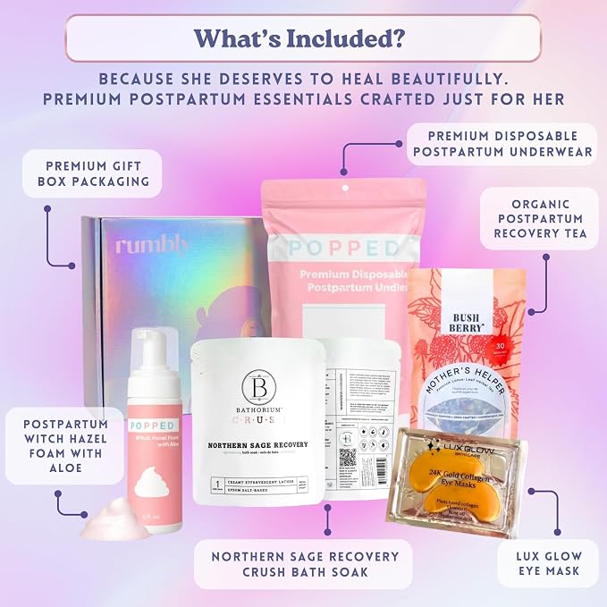Postpartum Essentials Box - Gift for Expecting Moms - Care Package with Essential New Mommy Items & Pregnancy Must-Haves - Perfect for Celebrating Motherhood & Welcoming New Life