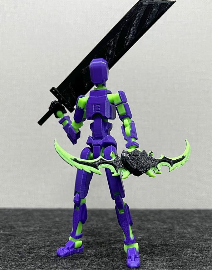 T13 (Assembly Completed) 3D Printed Action Figure,Dummy 13 Robot Action Figure, T13 Collectible Action Figure Articulated, for Collectors Desktop Decorations, muñeco de acción (Purple Green)