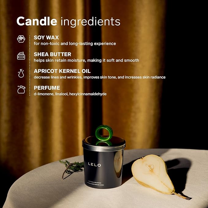 LELO Flickering Touch Massage Candle, Melts into Massage Oil, Scented Candle Body Massage Oil, Luxury Skin Treatment, Snow Pear & Cedarwood Scent