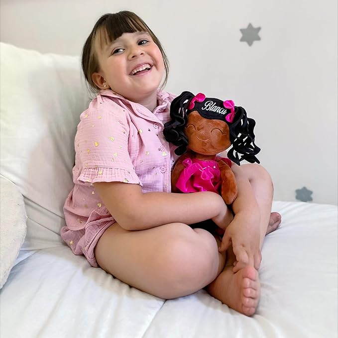 Gloveleya Personalized Name Ballerina Doll – Custom Curly Hair Plush Girl Doll 14", Unique Gift for Birthday, Baby Shower, Christmas & Holiday Keepsake for Toddlers and Little Girls