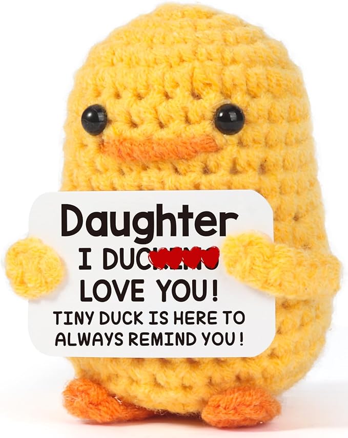 MBL Birthday Gifts for Daughter from Mom - to My Daughters Day, Funny Handmade Crochet Duck for Christmas Stocking Stuffers Xmas Holiday Easter Back to School Graduation Present from Mother Dad