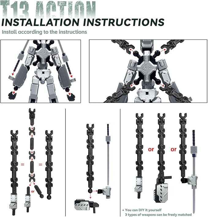 (Assembly Completed) 8 inch T13 Action Figure,T 13 Action Figure Multi-Articular Mobile Robot Nova T-13,Desktop Decorations for Game Lovers Toys (Luminous Color)