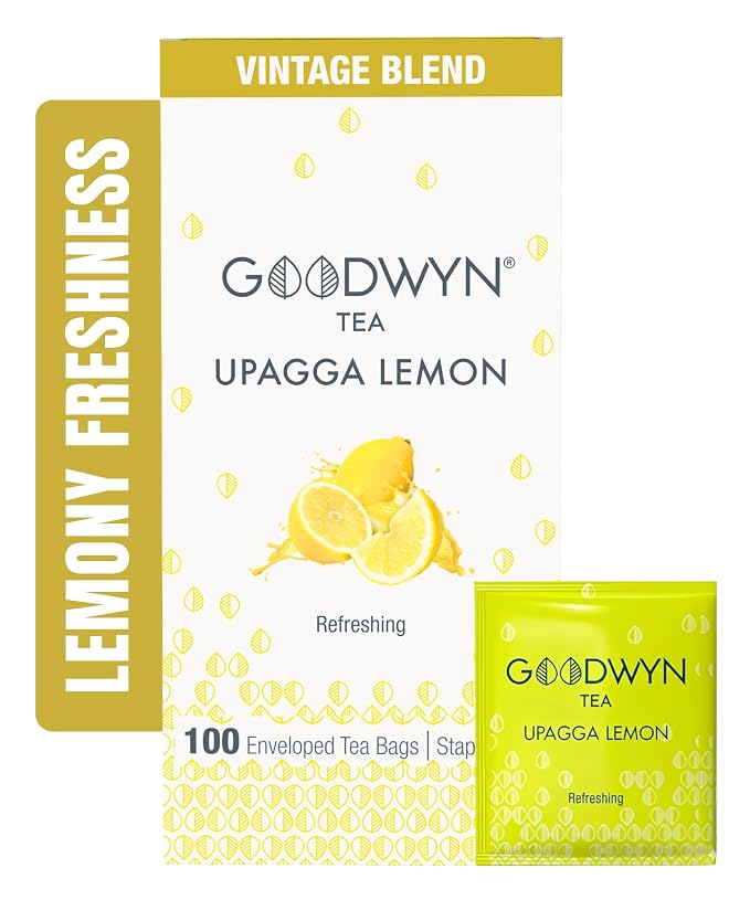 Goodwyn Lemon Black Tea – 100 Individually Wrapped Plastic-Free Tea Bags, Lemongrass Black Tea with Natural Lemon Flavor, Medium Caffeine, Sugar-Free Gluten-Free Travel-Friendly