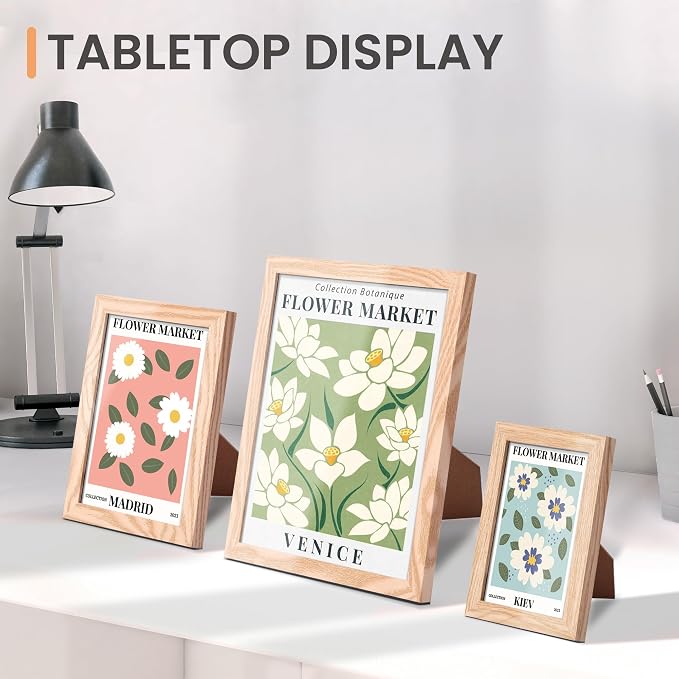upsimples 10 Pack Picture Frames Collage Wall Decor for Mounting or Tabletop Display, Photo Gallery Frame Set for Family, Multi Sizes Including 8x10, 5x7, 4x6, Natural | Multi Picture Frames Collage Wall Decor, Gallery Wall Frame Set, Gift For Christma...