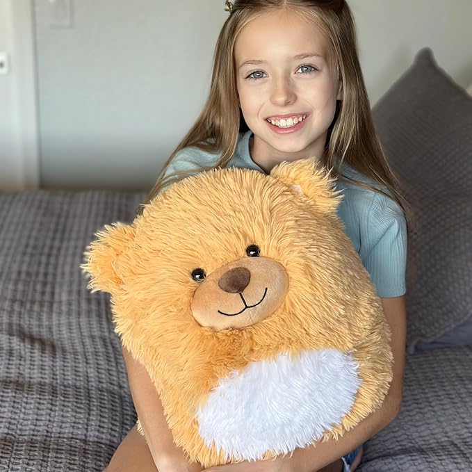 MaoGoLan 14'' Teddy Bear Stuffed Animal Weighted Plush Bear for Anxiety Throw Pillow for Kids Body Pillow with Uncented Beads Inside - Christmas Valentine's Day Birthday