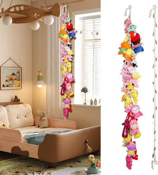 Stuffed Animal Storage Chain - 80 inch Toys Holder for Plush Animal Hanging or Corner Stuffed Animal Storage Suitable Hanging Plush Toys, Hats, Socks, Photos, Holiday Card & Nursery Room Wall Decor