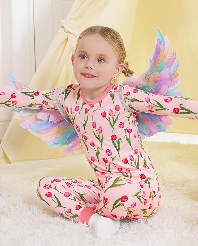 Bamboo Viscose Toddler Girls Kids Pajamas Unicorn Mermaid Pjs Long Sleeve Snug fit 12M-8Y 2pcs Soft Jammies