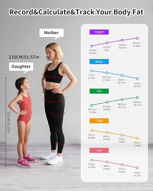 Smart Body Measuring Tape - Bluetooth Measuring Tape for Body Measurements with App - LED Display and Locking Retractable Measure for Weight Loss/Fitness - 60in/150cm