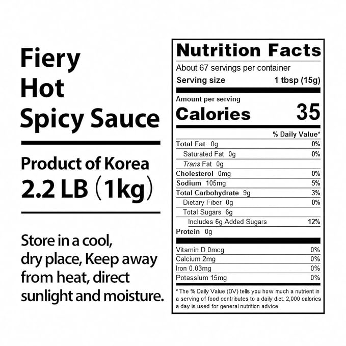 Foodrella Korean Fried Chicken Fiery Hot & Spicy Sauce (매운 닭소스), 2.2 LB (1kg)