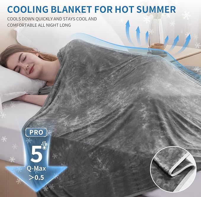 Guohaoi Cooling Blanket for Hot Sleepers and Night Sweats 90"x108" King | Arc-Chill Q-Max >0.5 Cool Fiber,100% Oeko-Tex Certified Lightweight Summer Blanket for Travel/Outdoor Ultra Cold Breathable