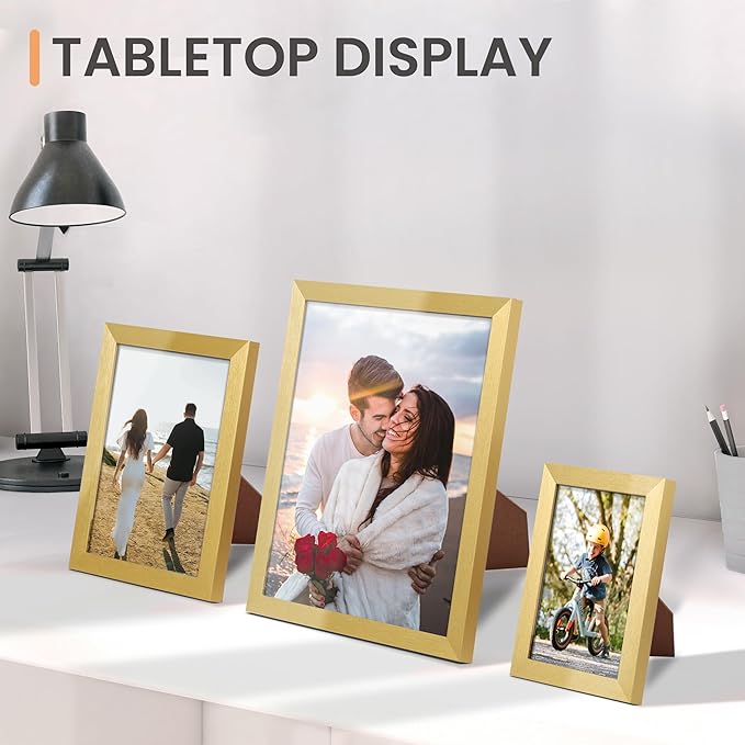 upsimples 10 Pack Picture Frames Collage Wall Decor for Mounting or Tabletop Display, Photo Gallery Frame Set for Family, Multi Sizes Including 8x10, 5x7, 4x6, Gold | Multi Picture Frames Collage Wall Decor, Gallery Wall Frame Set, Gift For Christmas, ...