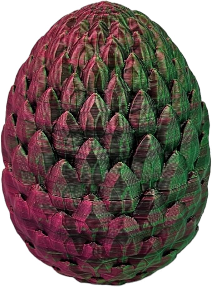 Surprise Dragon Egg Articulating Gemstone Dragon Fidget Figurine - 3D Printed Dragons Flexible ADHD, Autism, Relief Anxiety - Articulated Joints (Green/Red)