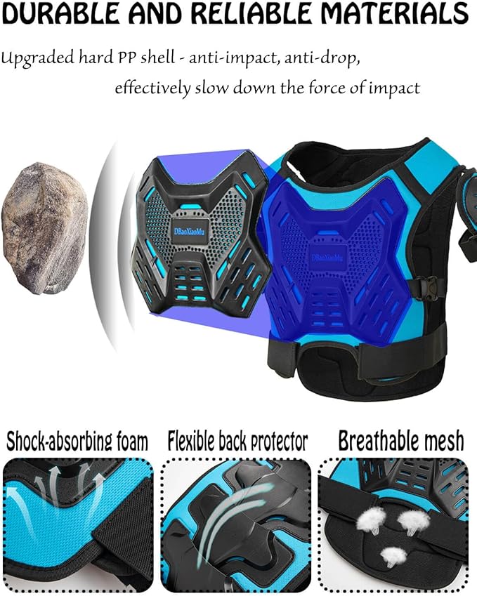 Kids Dirt Bike Gear, Youth Motocross Armor Protective Vest Suit，Children Chest Back Knee Elbow Protection for Cycling ATV