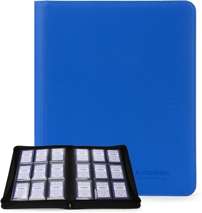 Toploader Binder – 360 Capacity, Zippered Trading Card Holder for MTG, Sports & Collectible Cards – Acid-Free, Durable & Travel-Friendly Storage (Blue dots, Toploader Binder)