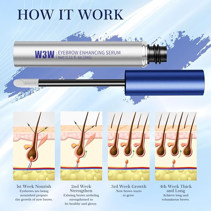 Eyebrow Growth Serum，Eyebrow Serum to Grow Brows 3ML,To Boost Longer Fuller and Thicker Looking Eyebrows,No Prostaglandins, Vegan & Non‑Irritating