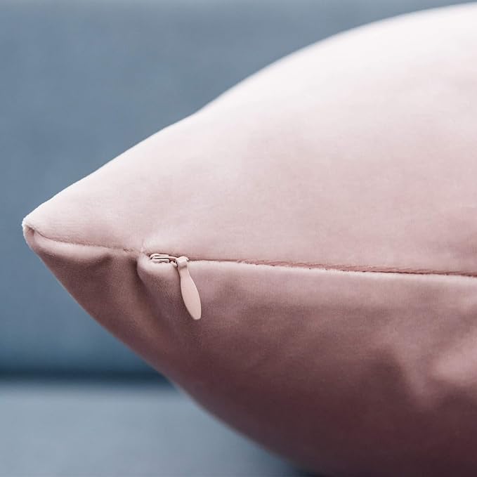 Pink 26x26 Throw Pillow Covers Decorative Velvet Couch Covers Set of 2 | JUSPURBET Cozy Soft Pillowcases with Invisible Zipper for Modern Couch Sofa Bed Living Room Bedroom Home Decor