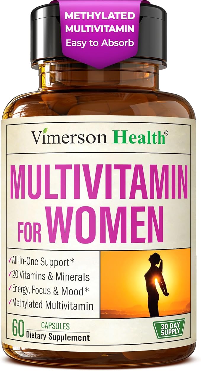 Methylated Multivitamin for Women w/Bioavailable Vitamins, Chelated Minerals, Vitamin D, B12, C, A & Zinc for Energy, Focus and Immune Health – Premium Womens Multivitamins & Multiminerals – 60 Caps