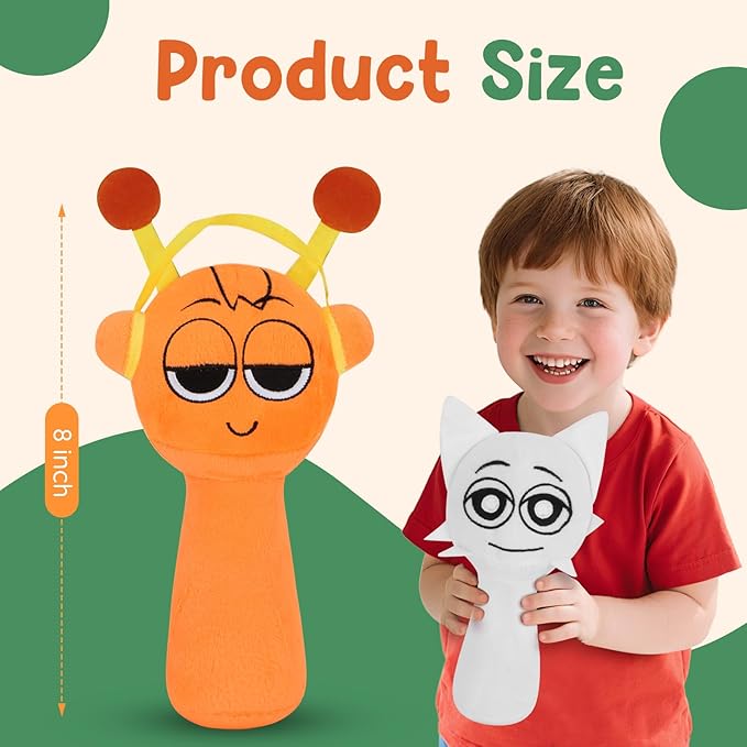 Game Plush Toy - 8" Super Soft Stuffed Animal (3 Styles) Hypoallergenic Machine Washable, for Kids Adults Birthday Christmas, Orange Multi-Color Plushies & Collectibles