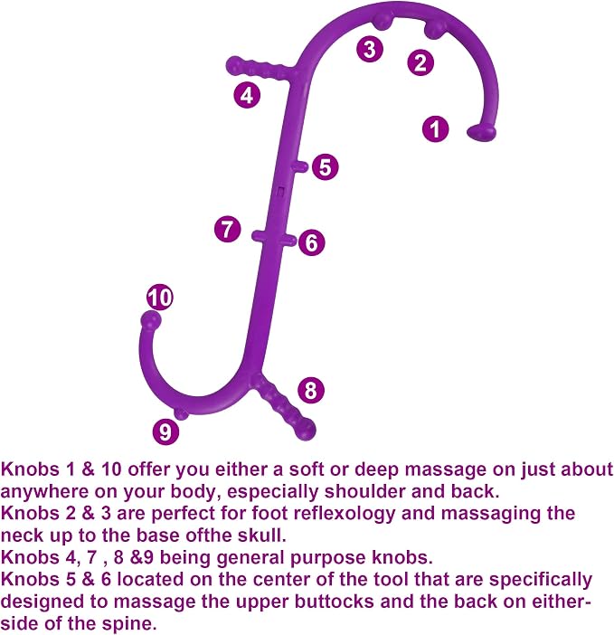Shrdaepe Massage Trigger Point Cane, Muscle Release Tool Self Massage Hook Cane, Handheld Back, Neck, Shoulder, Leg and Feet Massager Rod, Body Deep Tissue Gifts for Men & Women, Purple