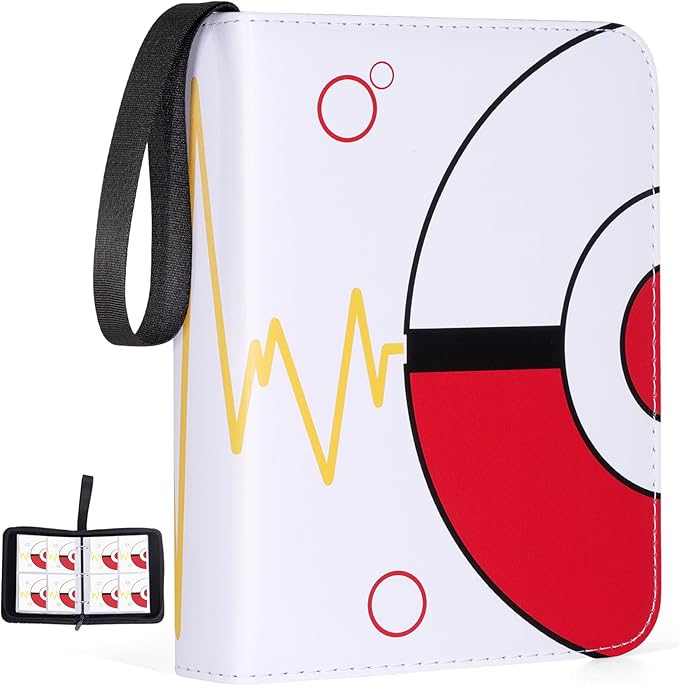 4-Pocket Trading Card Binder Bundle with 50 Sleeves Holds 400 Cards, Zipper Card Holder Album for Game and Sports Cards Collectors - White