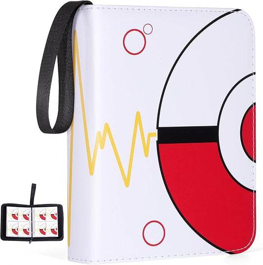 4-Pocket Trading Card Binder Bundle with 50 Sleeves Holds 400 Cards, Zipper Card Holder Album for Game and Sports Cards Collectors - White