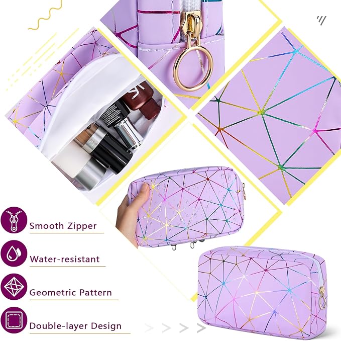 Likesing Period Bag for Tampon, Leather Sanitary Napkin Storage Bag for Girls Womens, Portable Sanitary Napkin Period Pad Pouch for Purse, Small Make Up Bags(Colorful Purple)
