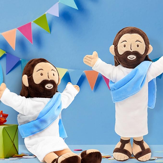 13" Jesus Plush, Jesus Stuffed Doll Plushie for Easter Christmas Church (Brown)