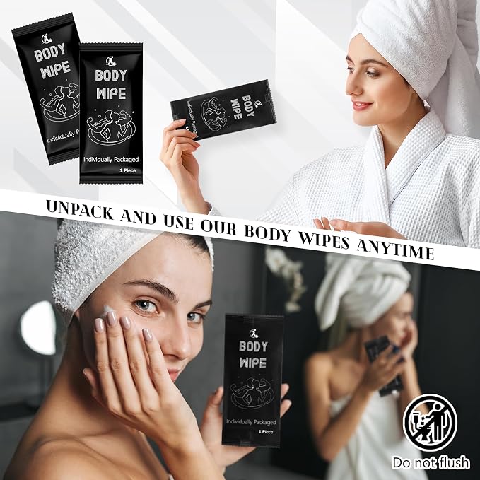 Timgle 200 Pcs Acidified Travel Deodorant Wipes for Women & Men Variety Pack Mini Face and Body Wipes Disposable Individually Wrapped Cleansing for Travel Gym(Black Background)