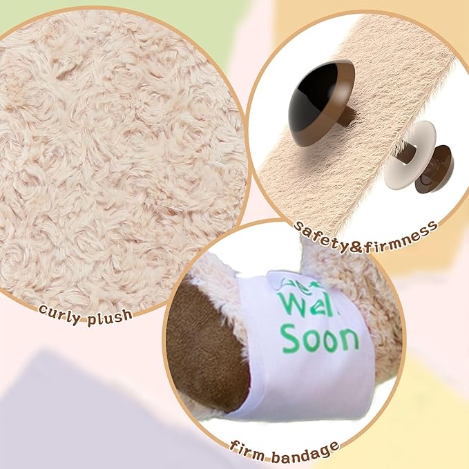 Muiteiur 13.8 Inch Get Well Soon Teddy Bear, Broken Arm Leg Gift for Kids, Soft Recover Bear with Bandage,Gift for Kids Adult After Surgery