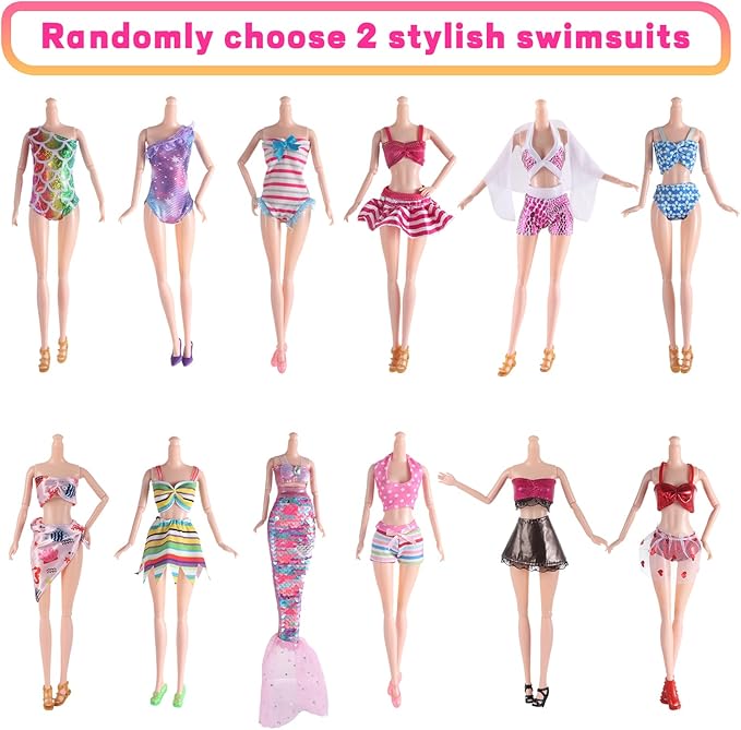 106Pcs Doll Clothes and Accessories Closet Wardrobe Playset for 11.5 Inch Girl Dolls Including Wardrobe, Shoes Rack ,Suitcase, Clothes, Dresses, Swimsuits, Shoes Hangers, Necklace ,Bags