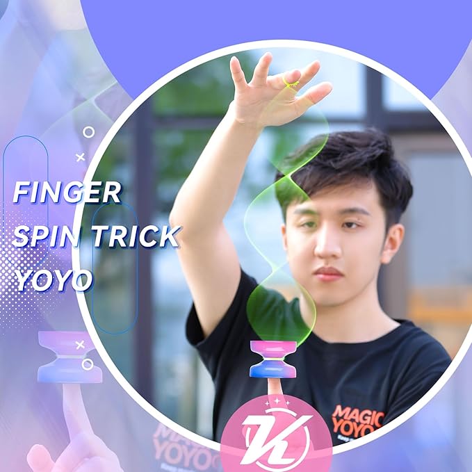 MAGICYOYO K2 Crystal Yoyo for Kids Beginners, Responsive Yoyo with Unresponsive Bearing for Replacement, Plastic Yo-yo Professional with 12 Yo yo Strings, Case Bag, Yo-Yo Accessory Set-Blue Pink